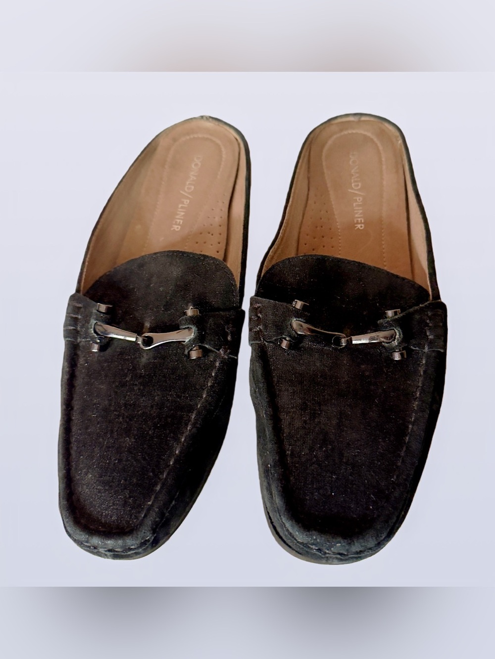 Donald J. Pliner Black Suede Slip-On Loafers